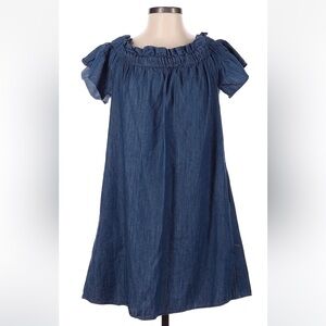 Corey Lynn Calter Denim Casual Off The Shoulder Short Sleeve Dress